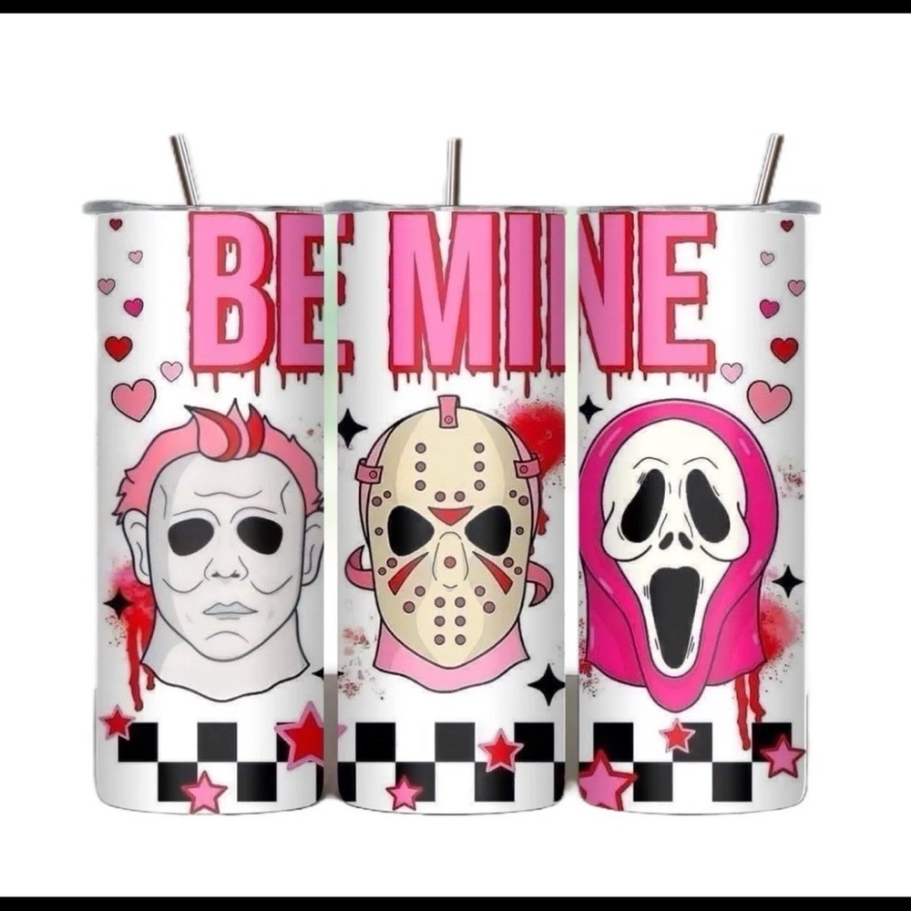 Handmade Be Mine scary Tumbler. NWOT